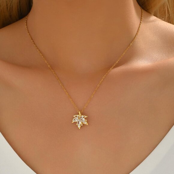 Luxurious Gold Plated Necklace with Whimsical Cubic Zirconia Charms - Gift Boxed - Picture 2 of 7